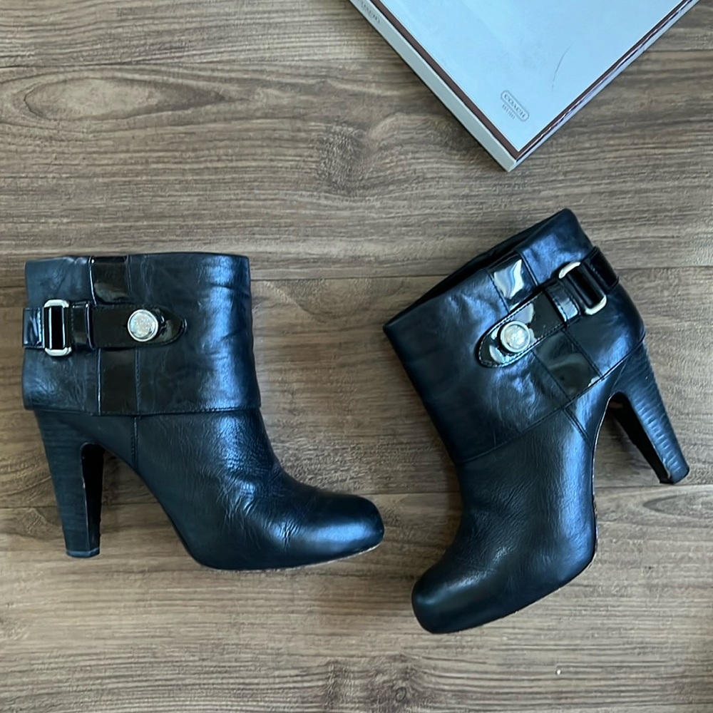 COACH Vintage Boots with Buckle - Black Leather, slight platform inside